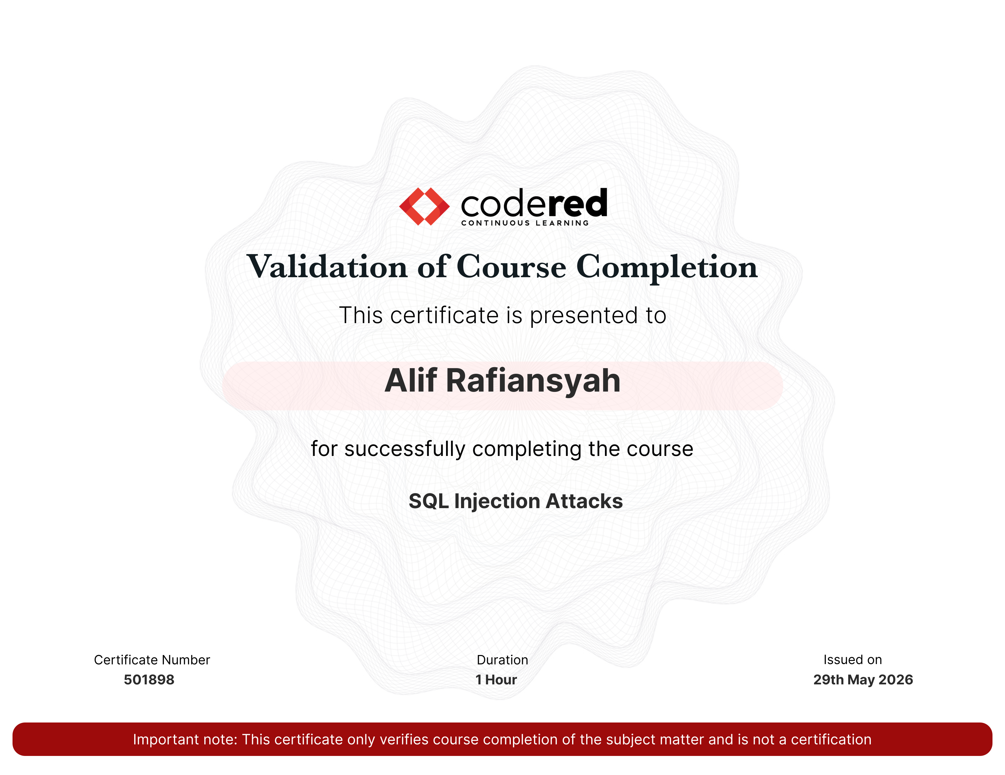 Code Red Certificate