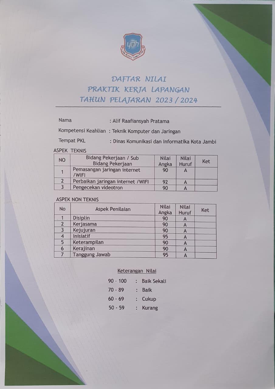 PKL Nilai Certificate