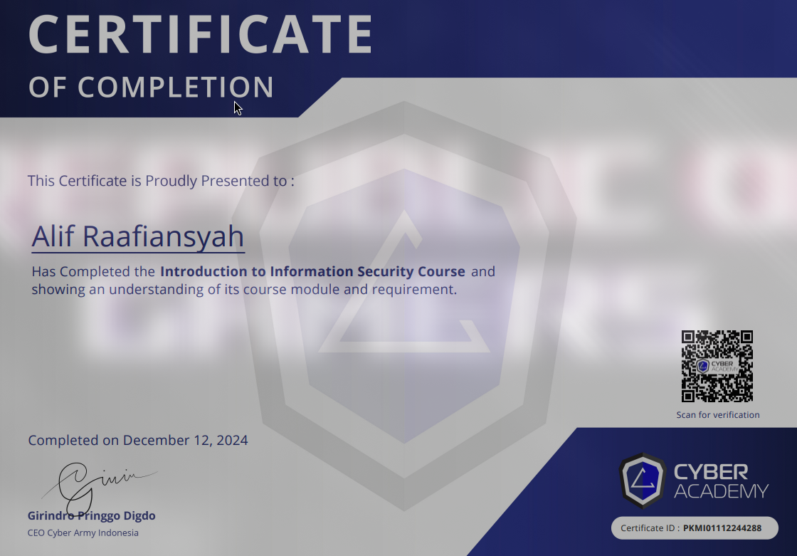 Security Certificate